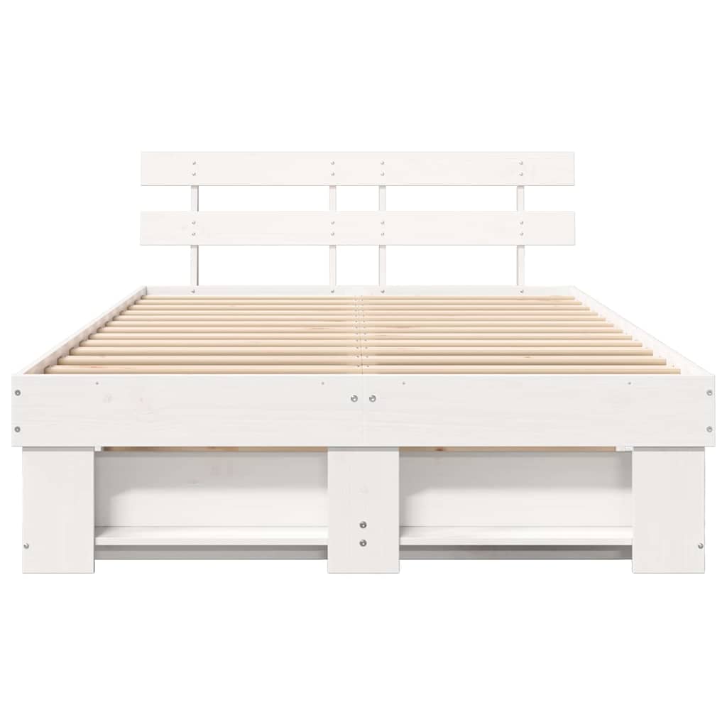 Bed Frame with Headboard White 120 x 200 cm Solid pine wood